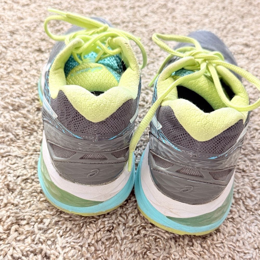 ASICS Steal,Teal & Lime Green Gel Nimbus Athletic Shoes - Picture 3 of 5